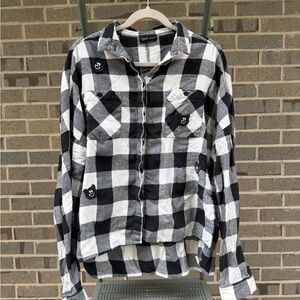 Lazy Oaf Bear Plaid Long Sleeve Flannel